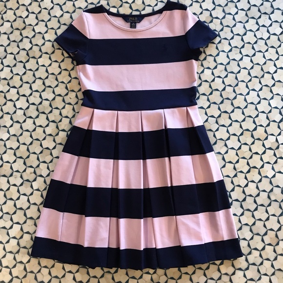 Polo by Ralph Lauren Pink and Navy Striped Dress size 8-10 - Picture 5 of 5